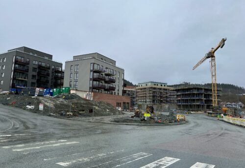 Bildet viser Steinan Park under utbygging.